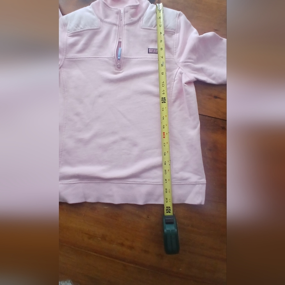 Girl' s M Vineyard Vines Pink Quarter-Zip Cotton Pullover. - Picture 6 of 8